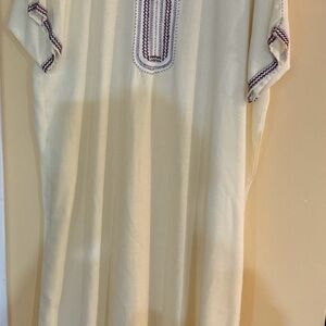 Cream Mens Morocco  Cotton Blend Thobe jubba KandoraTraditional Shirt. Size: 2